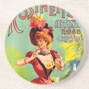 Rosinette Absinthe Rose Oxygénée Vintage Fine Ar Coaster