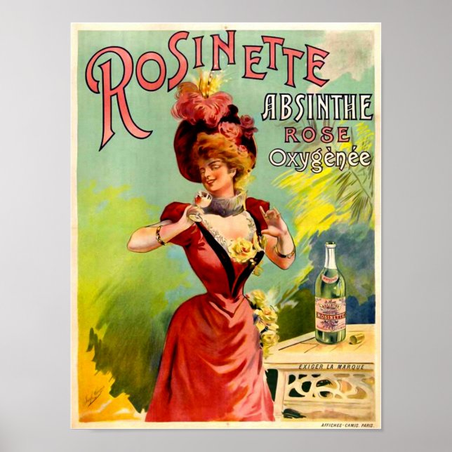 Rosinette Absinthe Rose Oxygénée Vintage Fine Art Poster (Front)