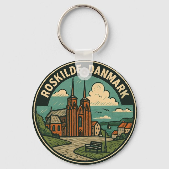 Roskilde Denmark Cathedral Key Ring (Front)