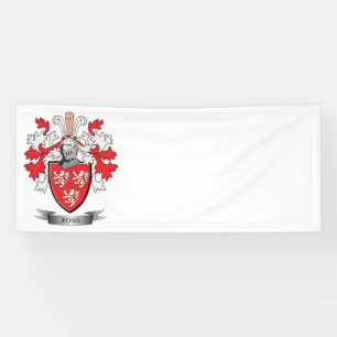 Ross Family Crest Coat of Arms Banner