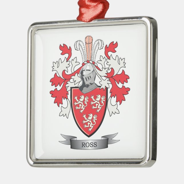 Ross Family Crest Coat of Arms Metal Tree Decoration (Left)