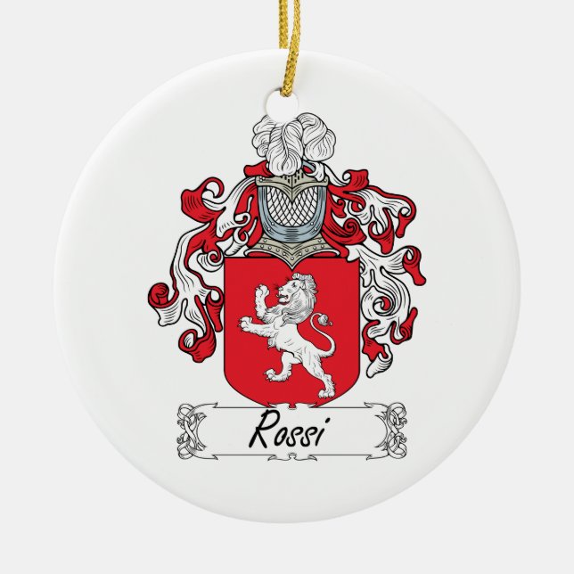 Rossi Family Crest Ceramic Tree Decoration (Front)