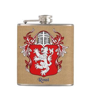 Rossi Heraldic Shield with Helm and Mantle Hip Flask