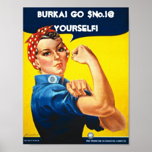 Rossi the Riviter Says no to Burka's Poster
