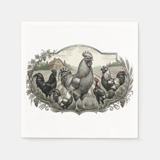 Roster in the farm napkin