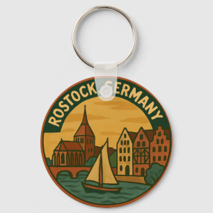 Rostock Germany Sailboat Art Key Ring