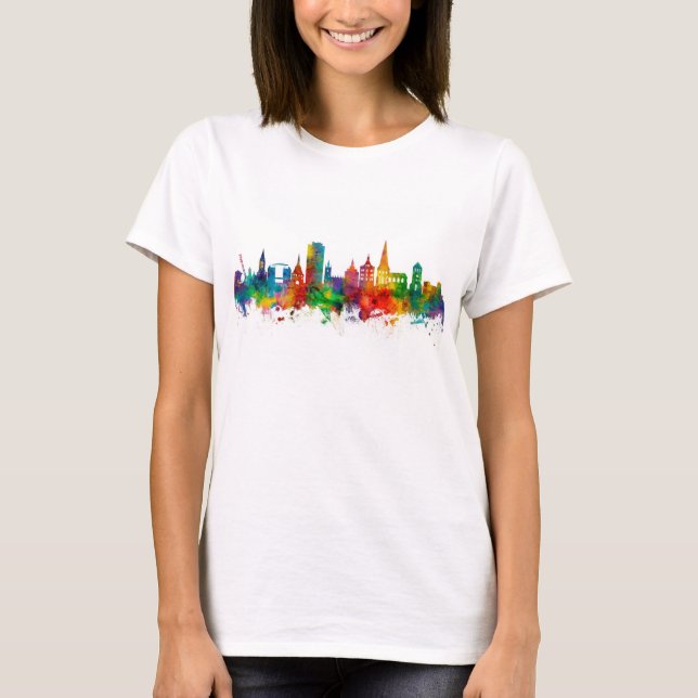 Rostock Germany Skyline T-Shirt (Front)