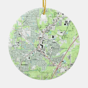 Roswell Georgia Map (1992) Ceramic Tree Decoration