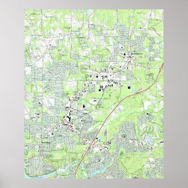 Roswell Georgia Map (1992) Poster (Front)