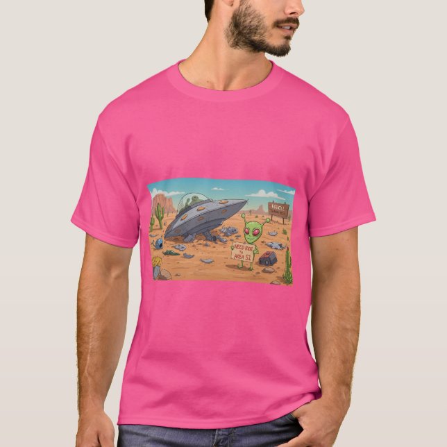 Roswell Hitchhiking Alien Area 51 T-Shirt (Front)