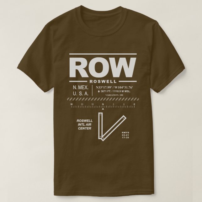 Roswell Int'l Air Centre Airport ROW T-Shirt (Design Front)
