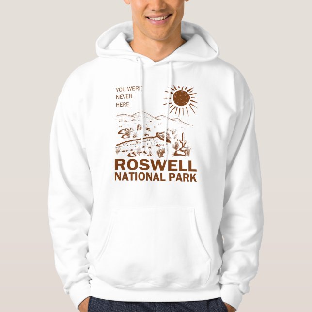 Roswell National Park UFO Flying Saucer Aliens Hoodie (Front)