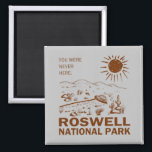 Roswell National Park UFO Flying Saucer Aliens T-S Magnet<br><div class="desc">Roswell National Park - you were never here! This funny UFO t-shirt is the perfect gift for alien believers and anyone that is familiar with the events of July 1947 in Roswell, New Mexico. This design features a hand drawn illustration of a flying saucer crash with a funny quote and...</div>
