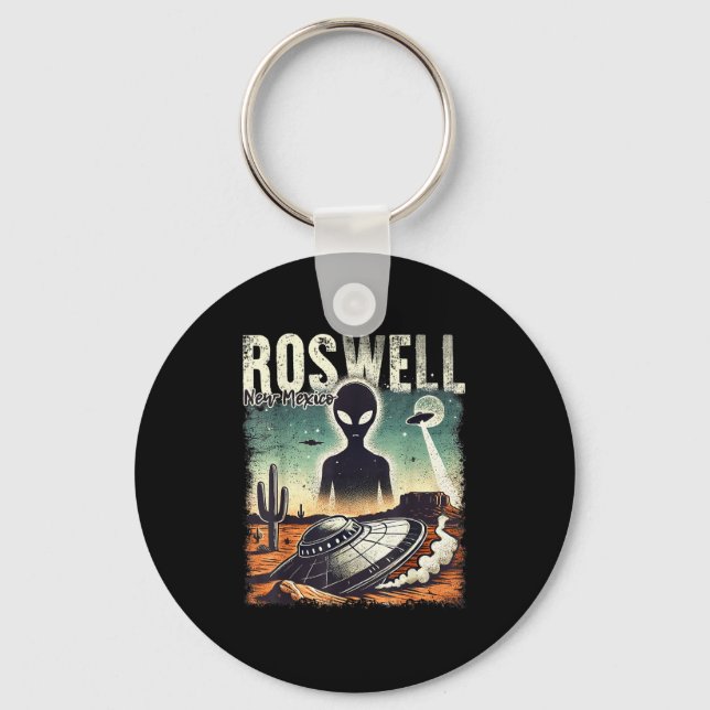 Roswell New Mexico 1947 Alien Abduction Ufo Crash  Key Ring (Front)