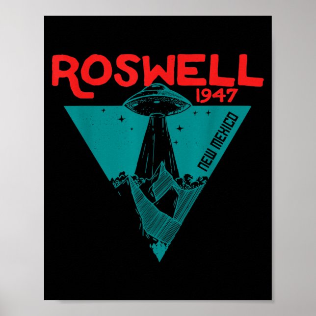 Roswell New Mexico 1947 Ufo Beam Flying Road Vinta Poster (Front)