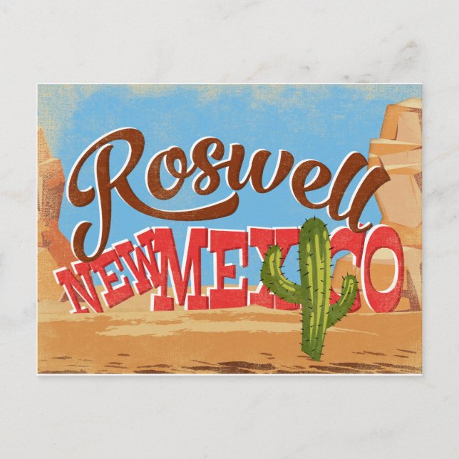 Roswell New Mexico Cartoon Desert Vintage Travel Postcard (Front)