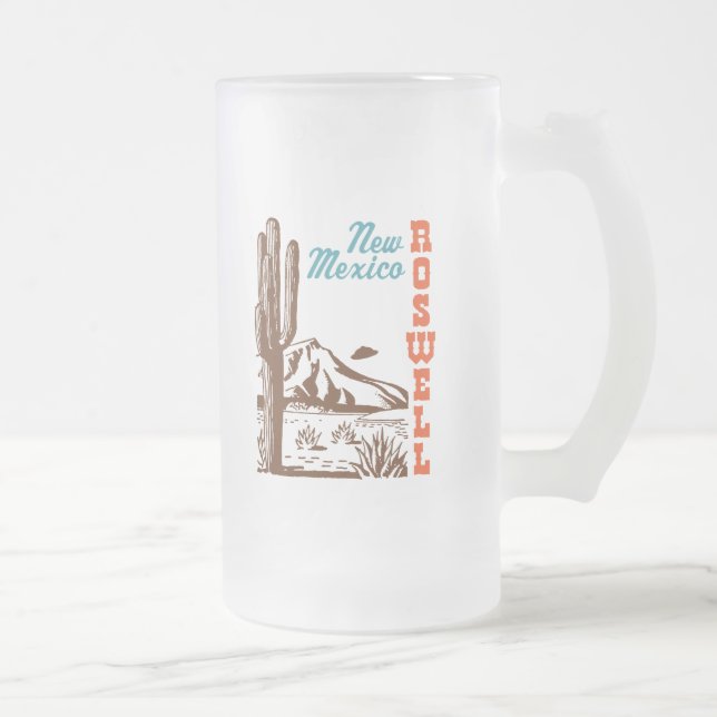 Roswell New Mexico Frosted Glass Beer Mug (Right)