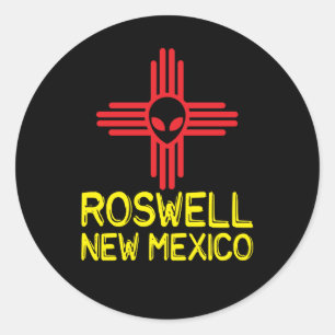 Roswell New Mexico Zia Alien Head Classic Round Sticker