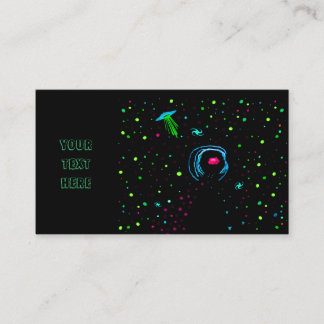 Roswell Spacewalk Wormhole Business Card Teal UFO-