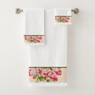 Rosy Abundance on a Bathroom Towel Set (B)