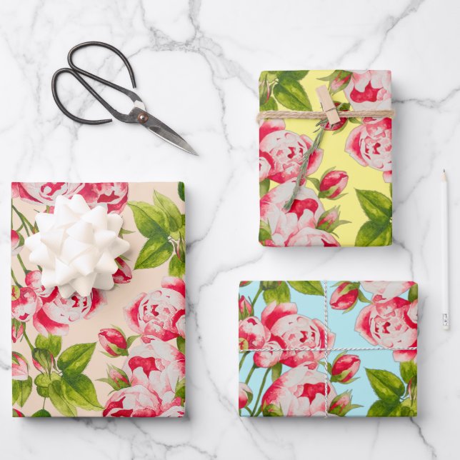 Rosy Abundance on Wrapping Paper Set  (Front)