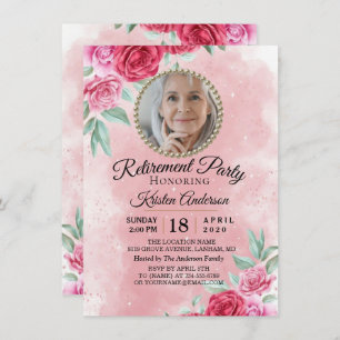 Rosy Blush Beautiful Retirement Party Invitation