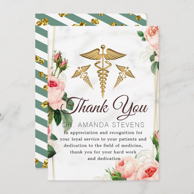 Rosy Blush Doctor Thank You Card (Front/Back)