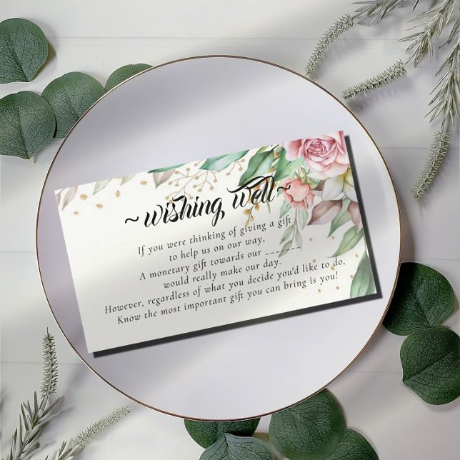 Rosy Blush Floral Wishing Well for Wedding Enclosure Card (Creator Uploaded)