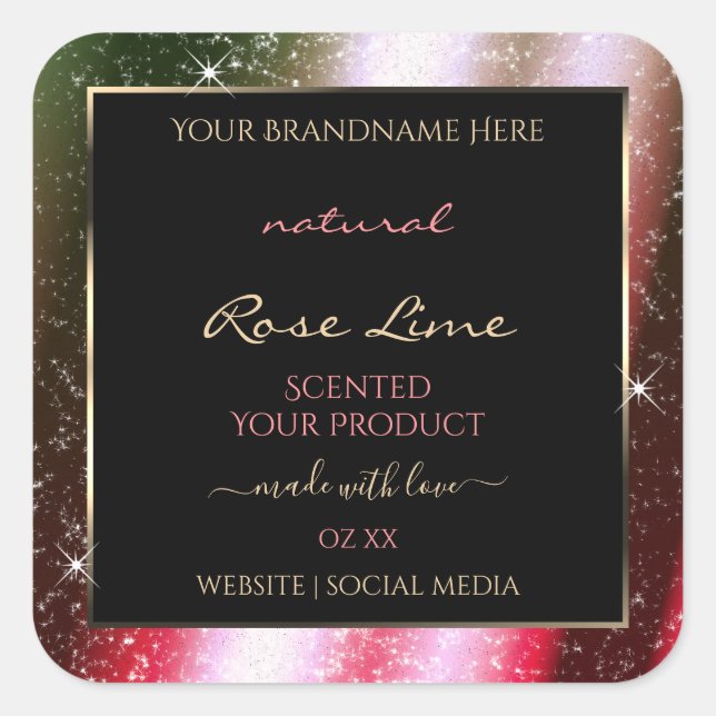 Rosy Blush Sparkle Glitter Frame Product Label (Front)
