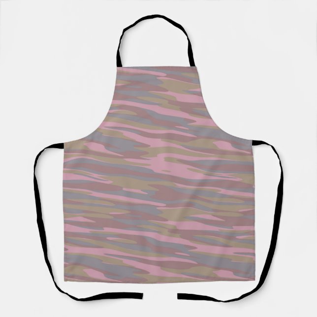 Rosy Brown, faded pink, mountain mist camo Apron (Front)