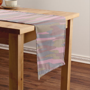 Rosy Brown, faded pink, mountain mist camo Short Table Runner
