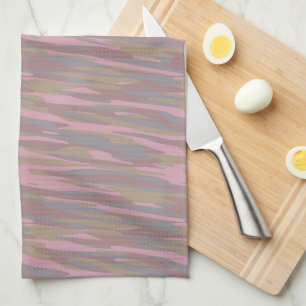 Rosy Brown, faded pink, mountain mist camo Tea Towel