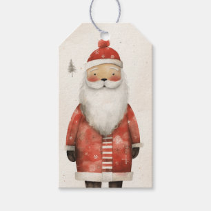 Rosy Cheek Santa, Snowflake Red Suit Gift Tags