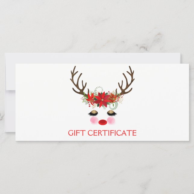 Rosy Cheeks Gold Eyes Reindeer Gift Certificate (Front)