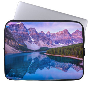 Rosy Clouds Before Sunrise at Moraine Lake Laptop Sleeve