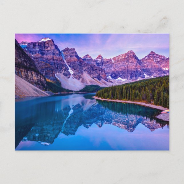 Rosy Clouds Before Sunrise at Moraine Lake Postcard (Front)