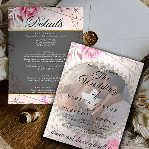 Rosy Elegant Vellum Overlay Wedding Invitation