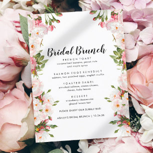 Rosy Floral Chic Bridal Brunch Menu