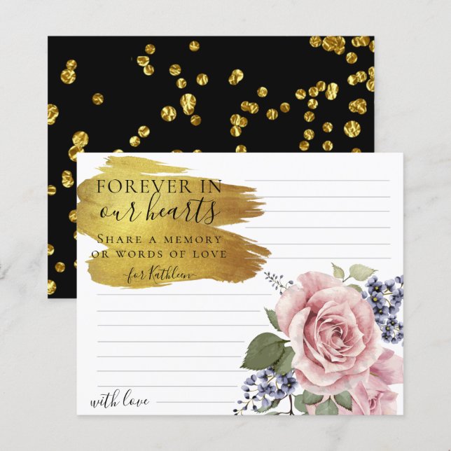 Rosy Floral Elegant Share a Memory Funeral Card (Front/Back)