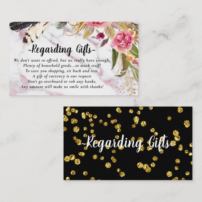 Rosy Floral Honeymoon Fund Over Gifts Cards (Front/Back)