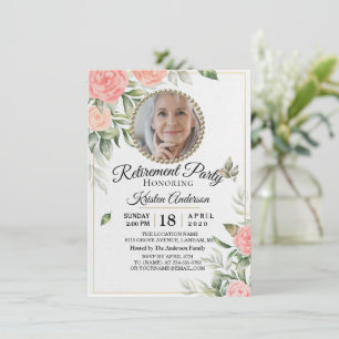 Rosy Flowers Chic Retirement Party Invitation