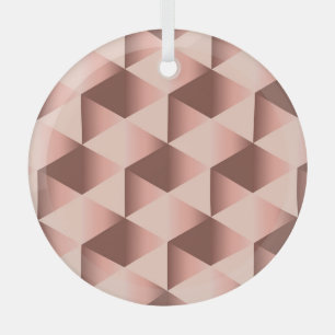 Rosy geometry: pale abstract motif. glass tree decoration