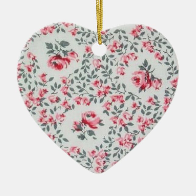 Rosy Heart Ceramic Tree Decoration (Front)