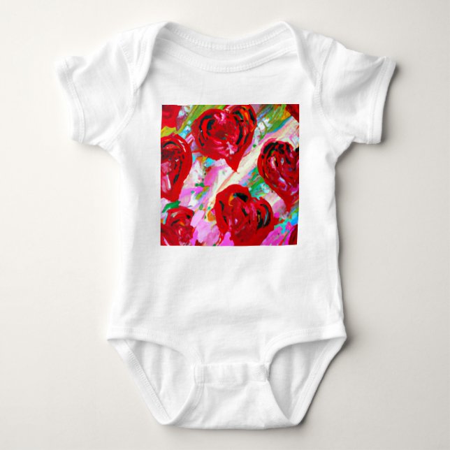 Rosy Hearts Baby Bodysuit (Front)