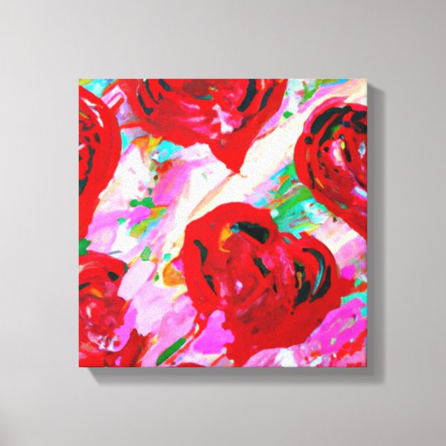 Rosy Hearts Canvas Print (Front)