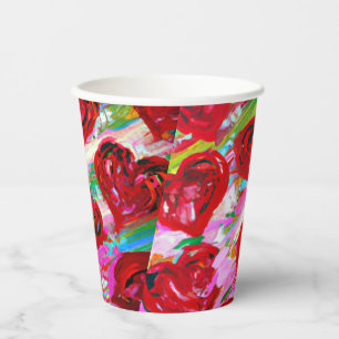 Rosy Hearts Paper Cups