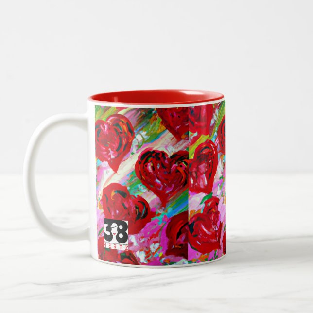 Rosy Hearts Two-Tone Coffee Mug (Left)