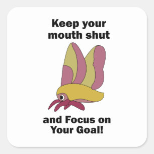 Rosy Maple Moth Keeping Mouth Shut Focus On Goals Square Sticker