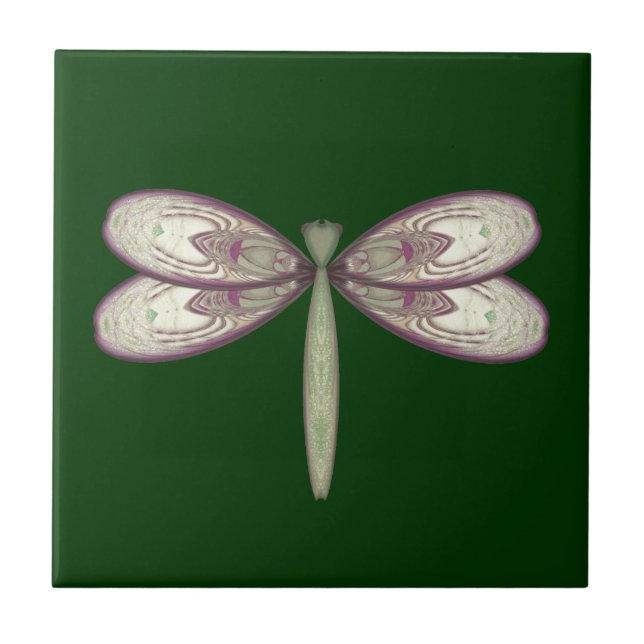 Rosy Nouveau Dragonfly Tile (Front)