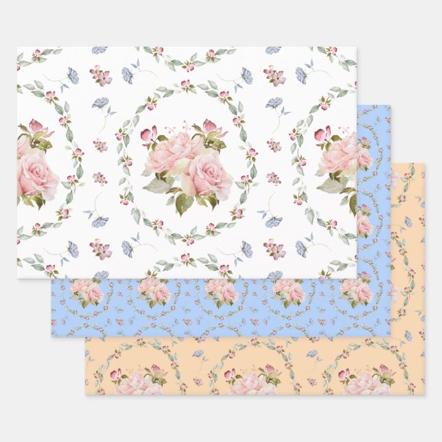 Rosy ovals variety pack wrapping paper sheet (Set)